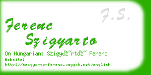 ferenc szigyarto business card